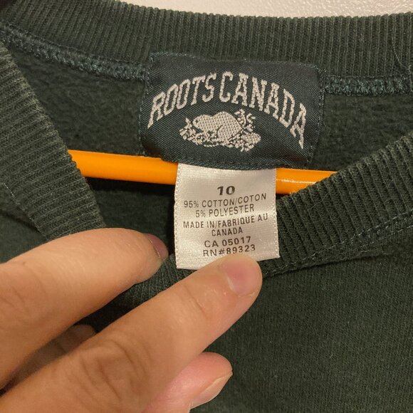 Kids' Roots Canada Forest Green Crewneck, Size 10 - Picture 2 of 4